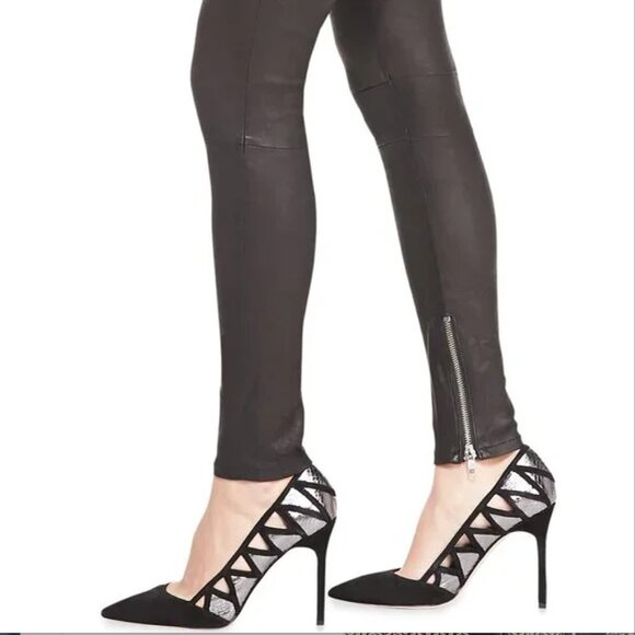 New RtA Black Lamb Leather Zip-Around Designer Pants NWOT Size 25 - Picture 11 of 13